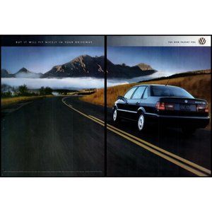 1995 VW Volkswagen Passat GLX VR6 Sedan 2 Page Vintage Print Ad Mountains Art